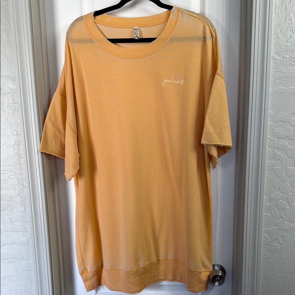 Free People Intimately "Good Vibes" Orange Short Sleeve T-Shirt Dress Size S